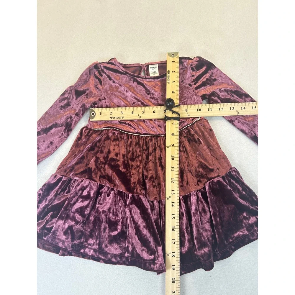 OshKosh B'gosh Tiered Dress Toddler 2T Purple Velvet Holiday